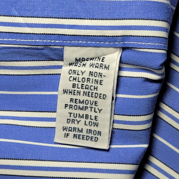 Ralph Lauren Mens Blue and White Striped Long Sleeve Shirt Size Large - Picture 4 of 13